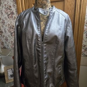 Baccini Metallic Leather Jacket